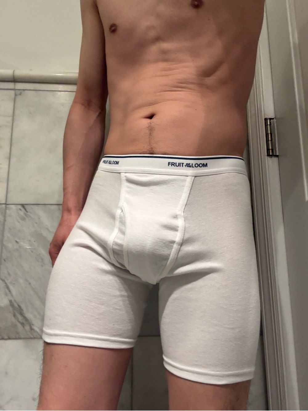 Fruit of the Loom Men's White Boxer Briefs with Logo Waistband